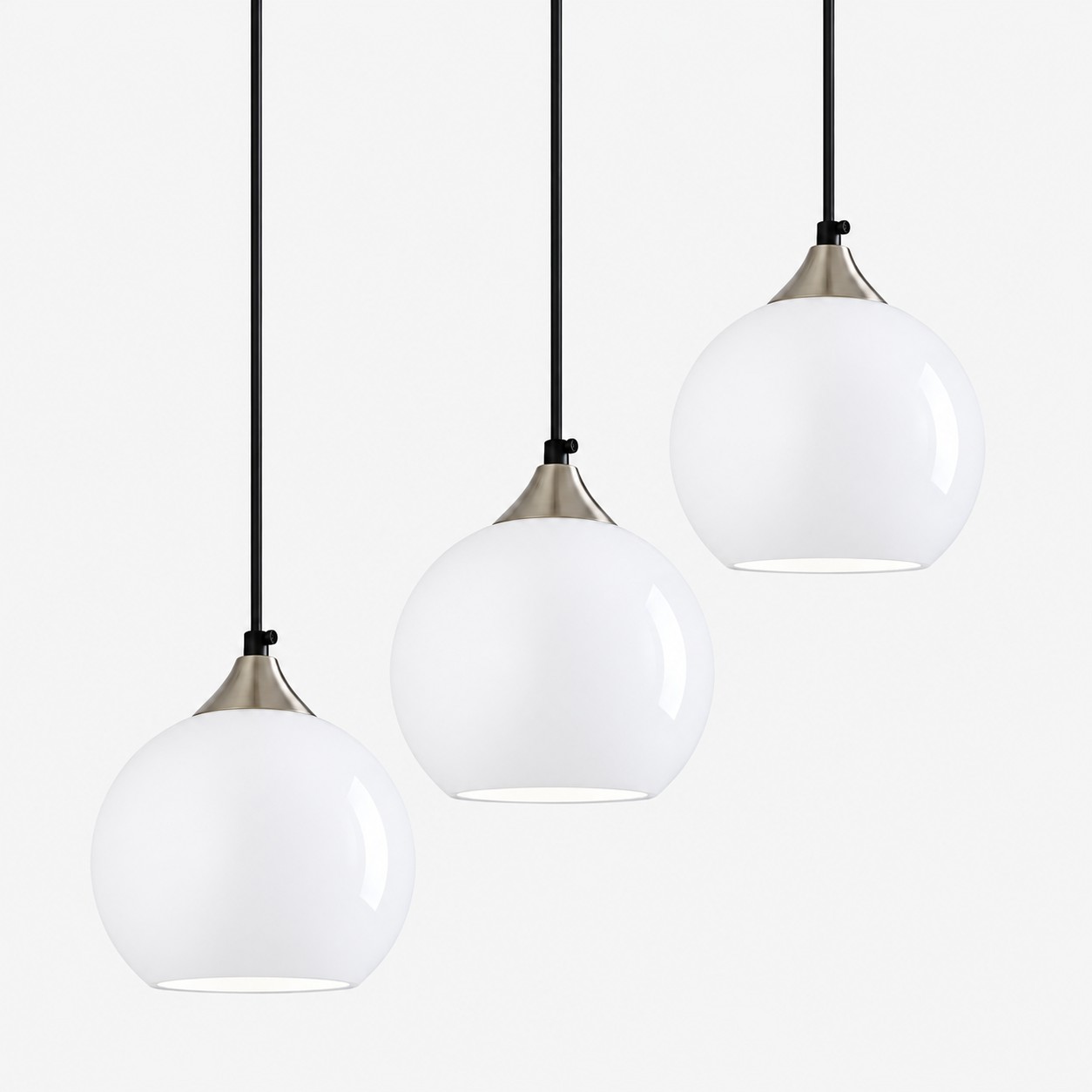 Bubble Glass Globe Single Pendant — Adjustable Cord, Chrome Finish