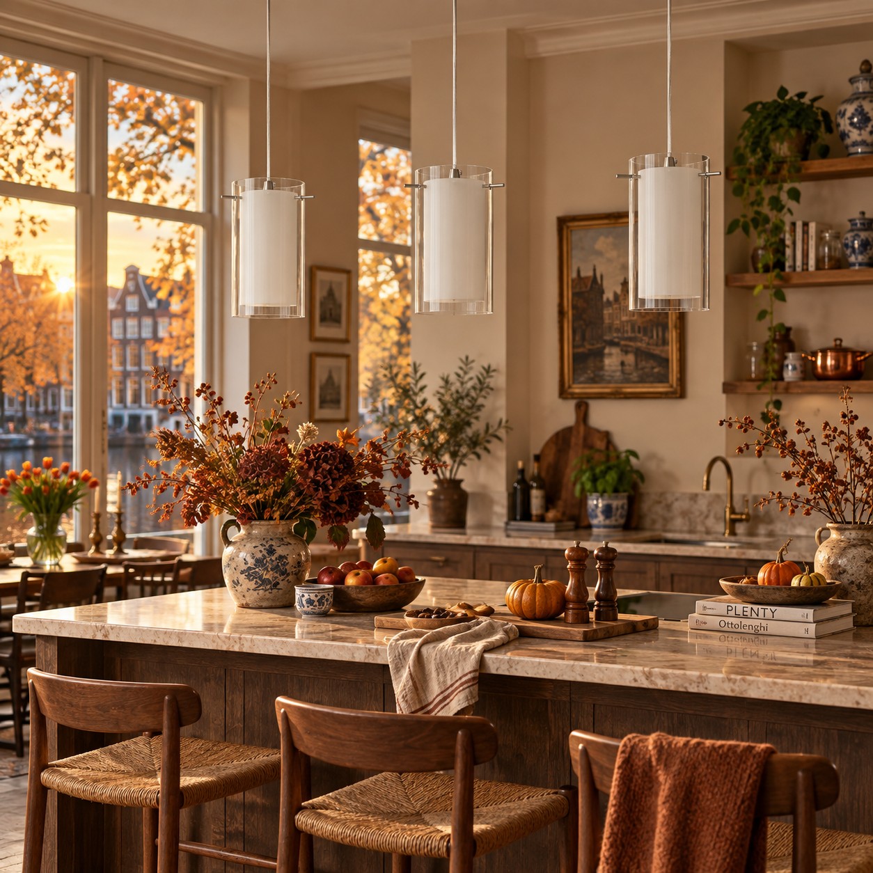 Chrome Finish, Clear and White Shades | Modern Double Glass Pendant Light — A layered perspectiv