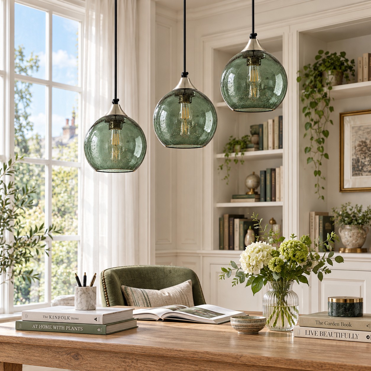 Bubble Glass Globe Single Pendant — Adjustable Cord, Chrome Finish