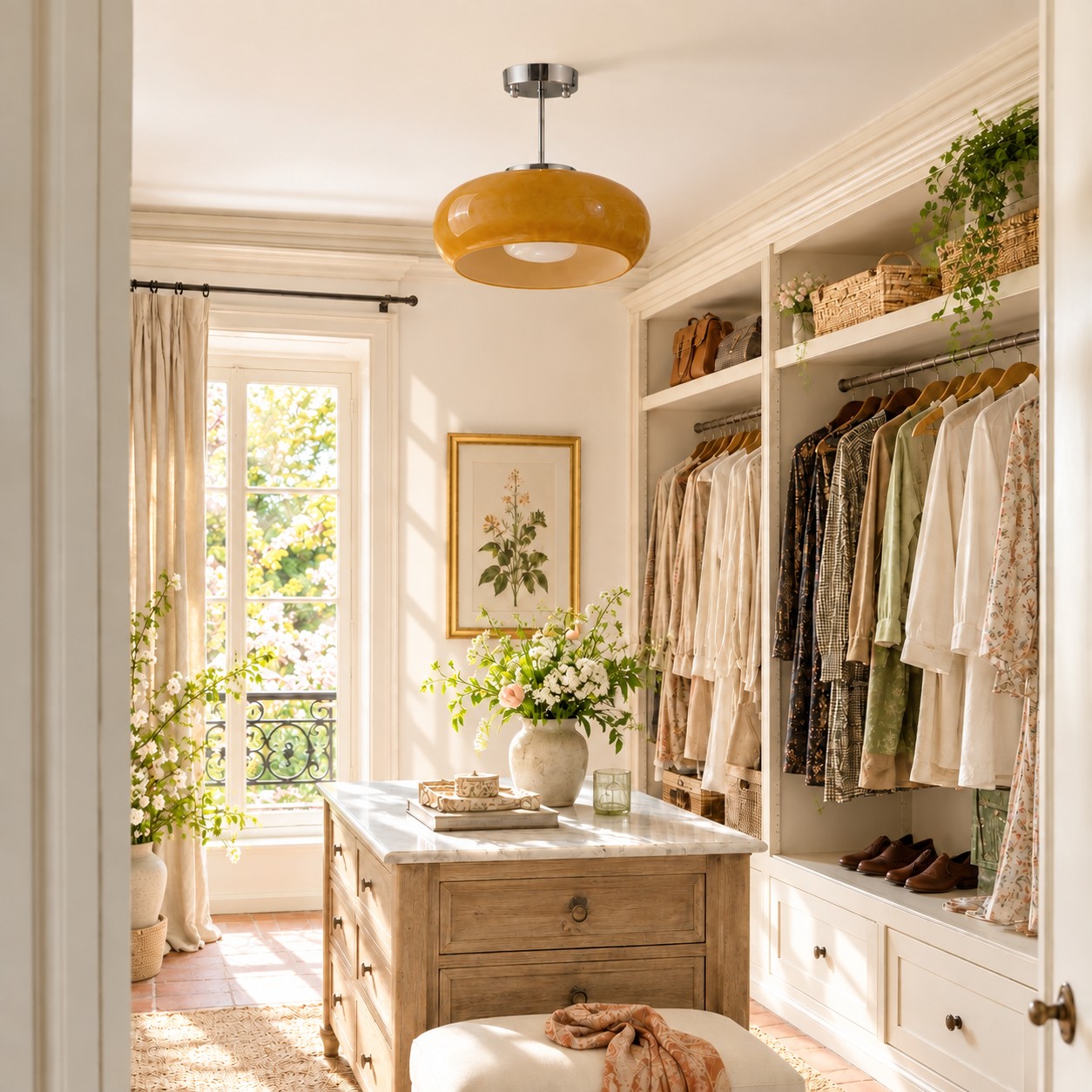 Brass-Finished Mount: Bauvia Round Glass Ceiling Light — A layered perspective