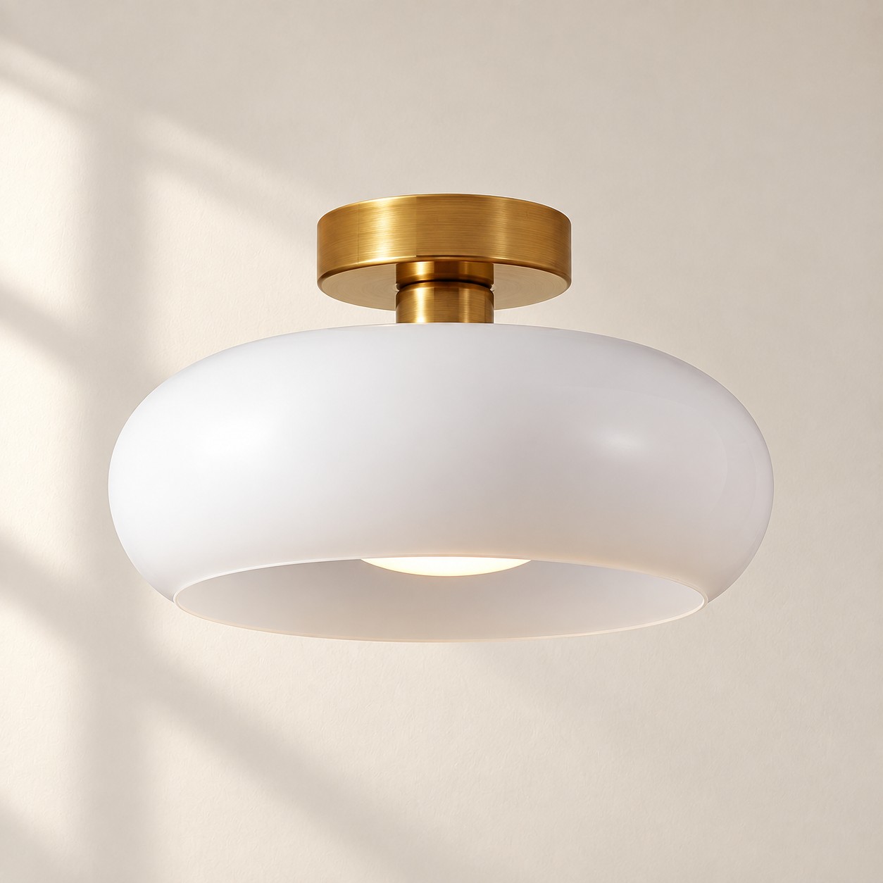 Brass-Finished Mount: Bauvia Round Glass Ceiling Light — A layered perspective
