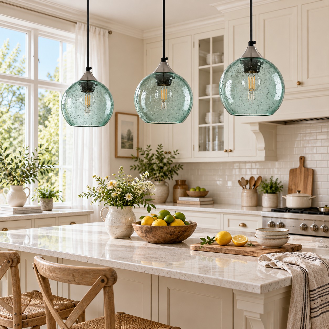 Bubble Glass Globe Single Pendant — Adjustable Cord, Chrome Finish