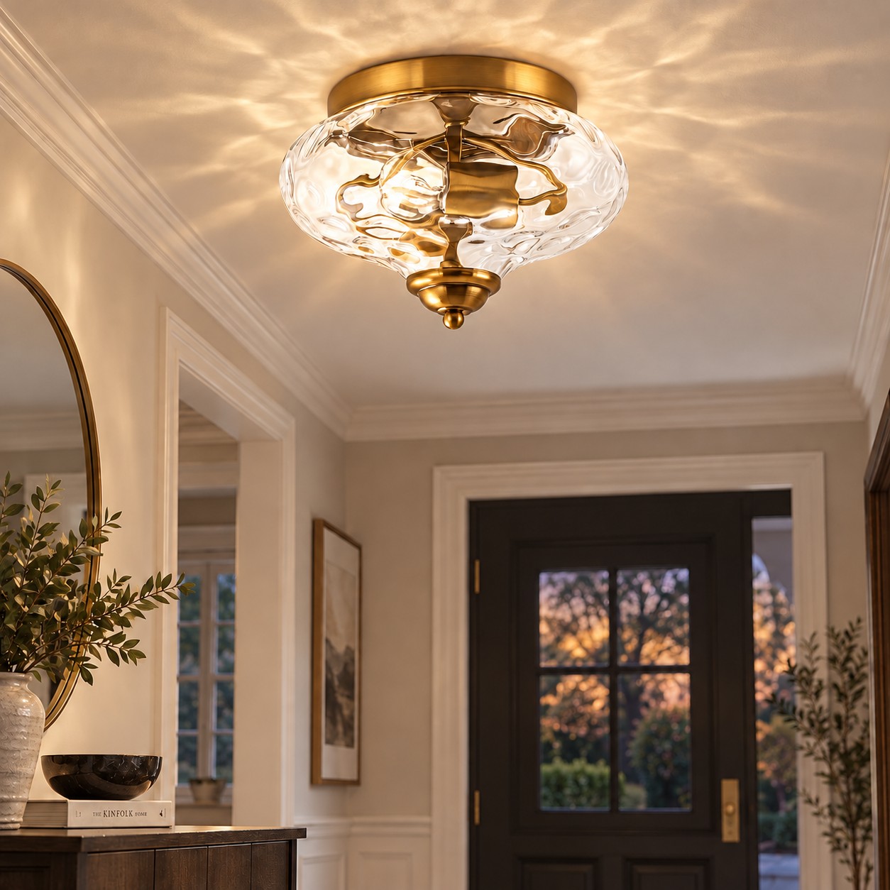 Low Ceilings | Two-Light Hammered Glass Ceiling Fixture — A layered perspective