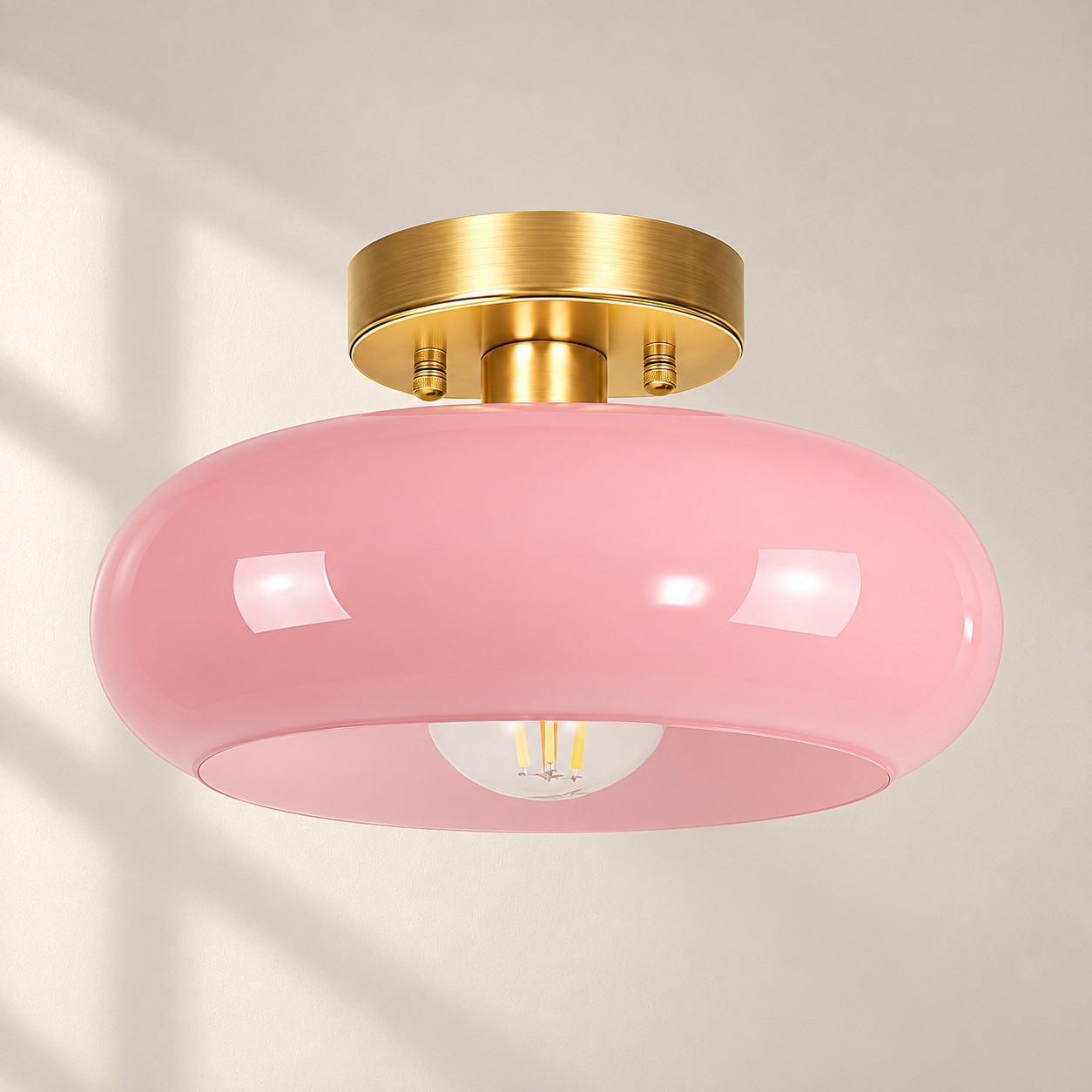 Brass-Finished Mount: Bauvia Round Glass Ceiling Light — A layered perspective