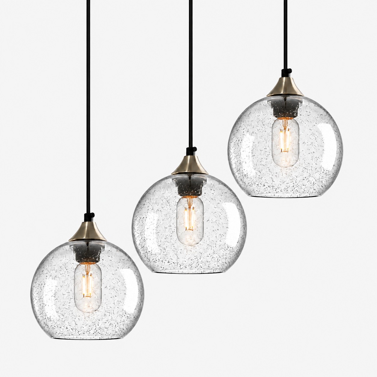 Bubble Glass Globe Single Pendant — Adjustable Cord, Chrome Finish