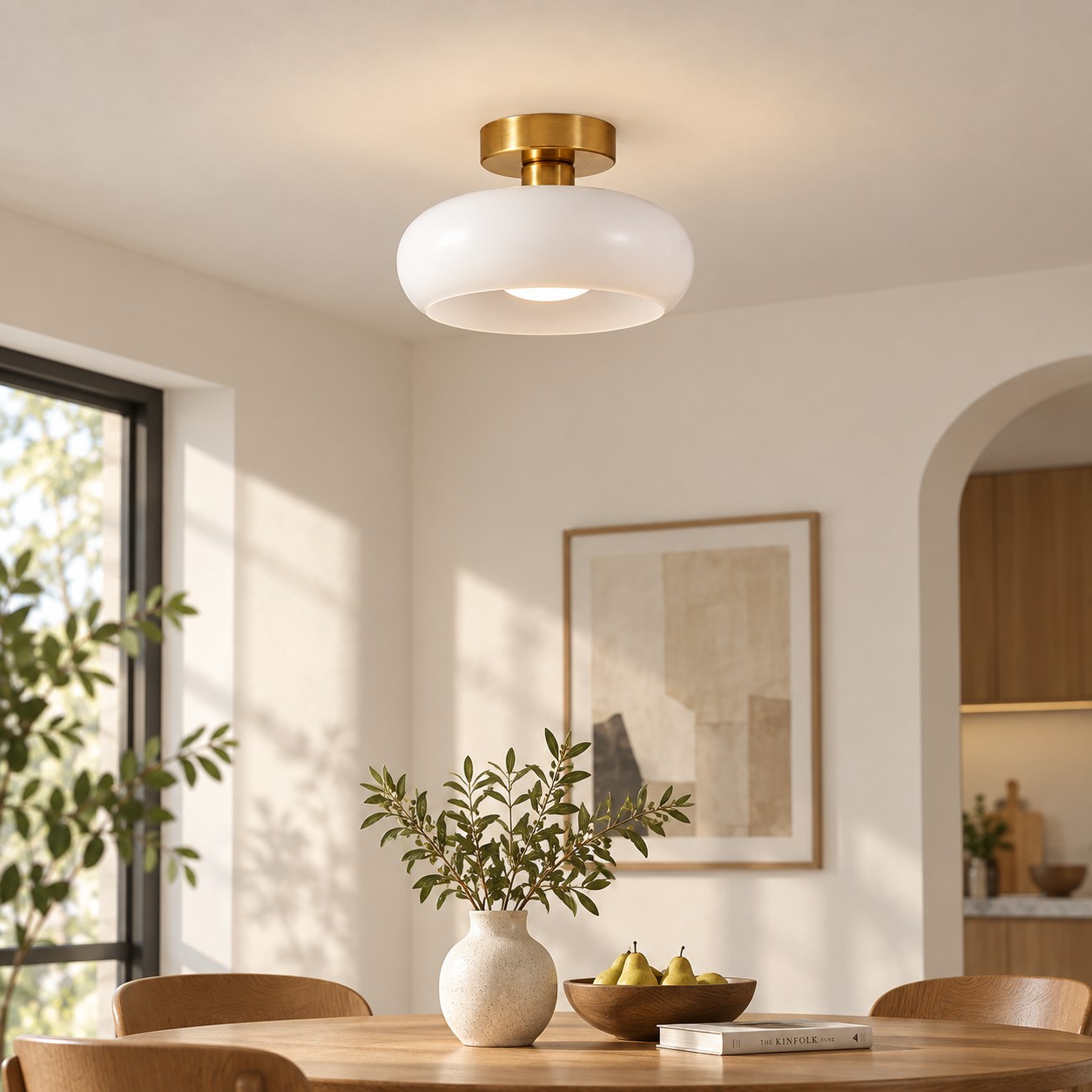 Brass-Finished Mount: Bauvia Round Glass Ceiling Light — A layered perspective