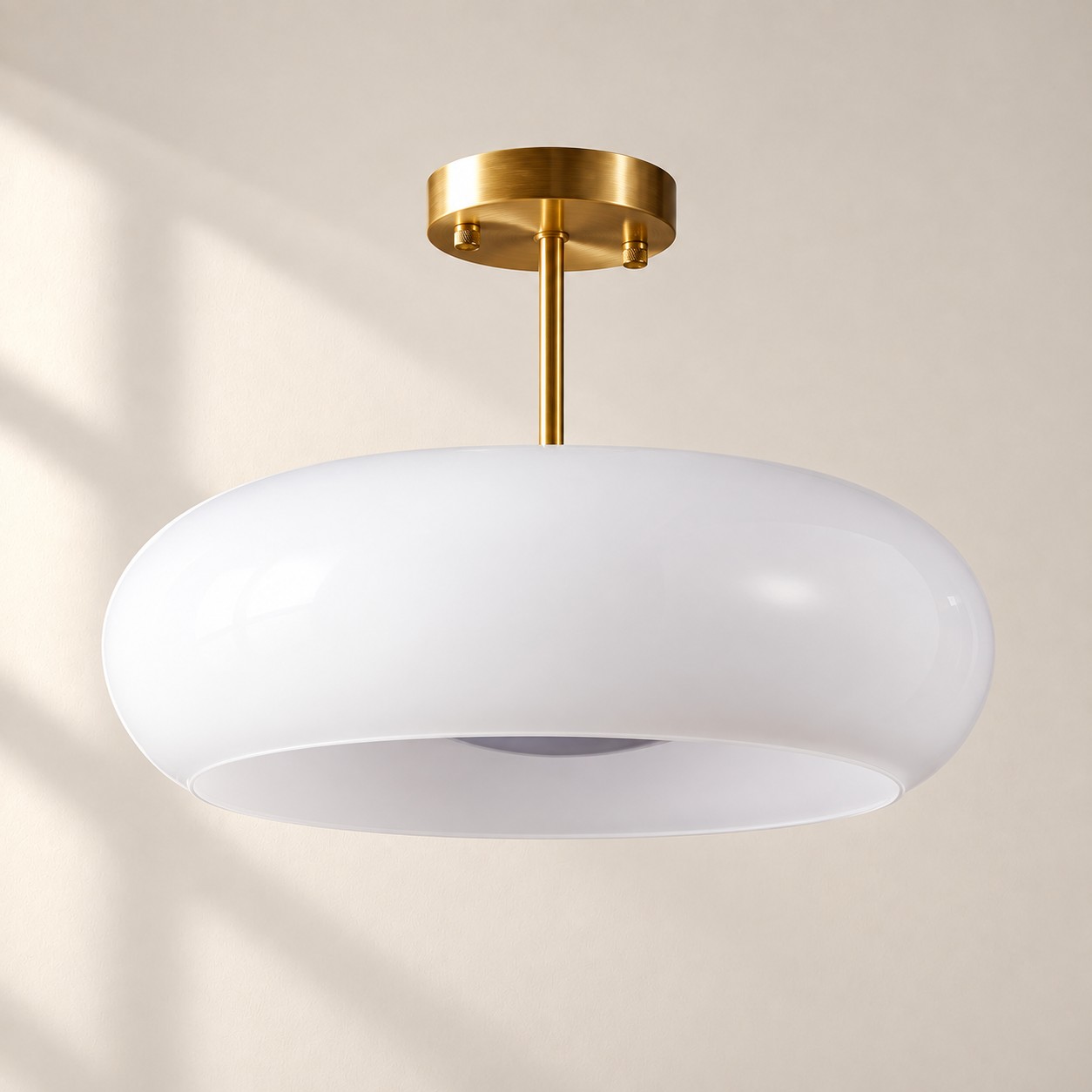 Brass-Finished Mount: Bauvia Round Glass Ceiling Light — A layered perspective