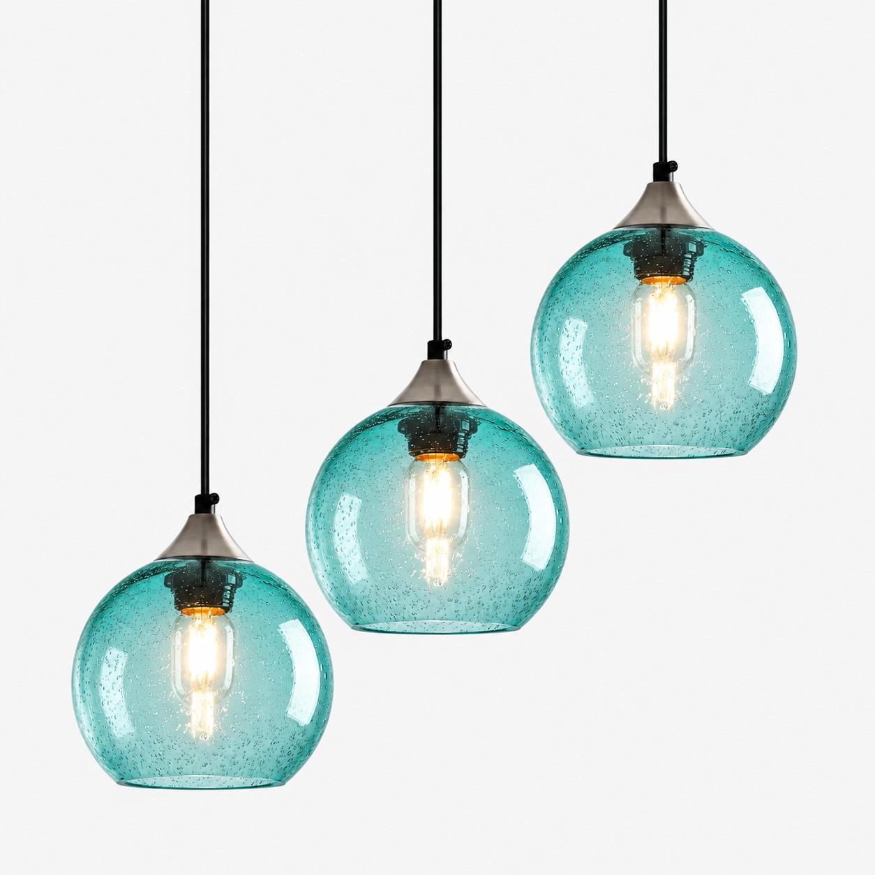 Bubble Glass Globe Single Pendant — Adjustable Cord, Chrome Finish