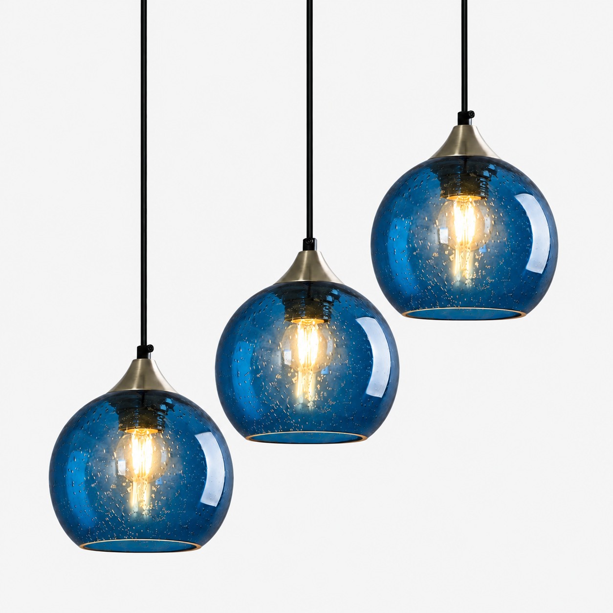 Bubble Glass Globe Single Pendant — Adjustable Cord, Chrome Finish