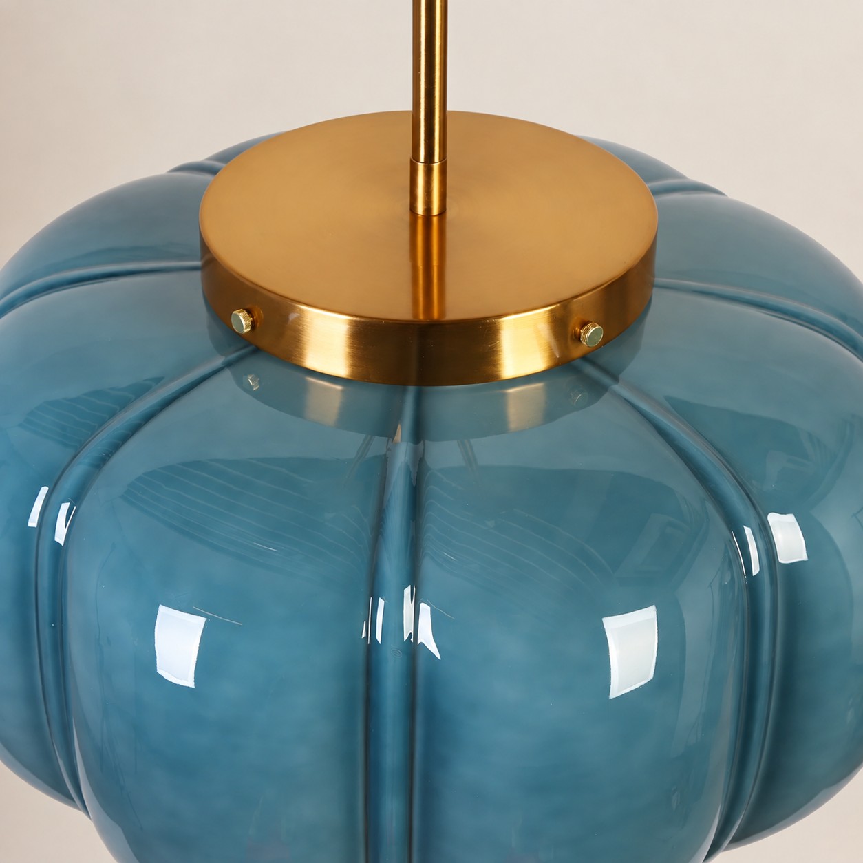 Ribbed Glass Single-Light Dome Pendant | Brass Finish — A layered perspective