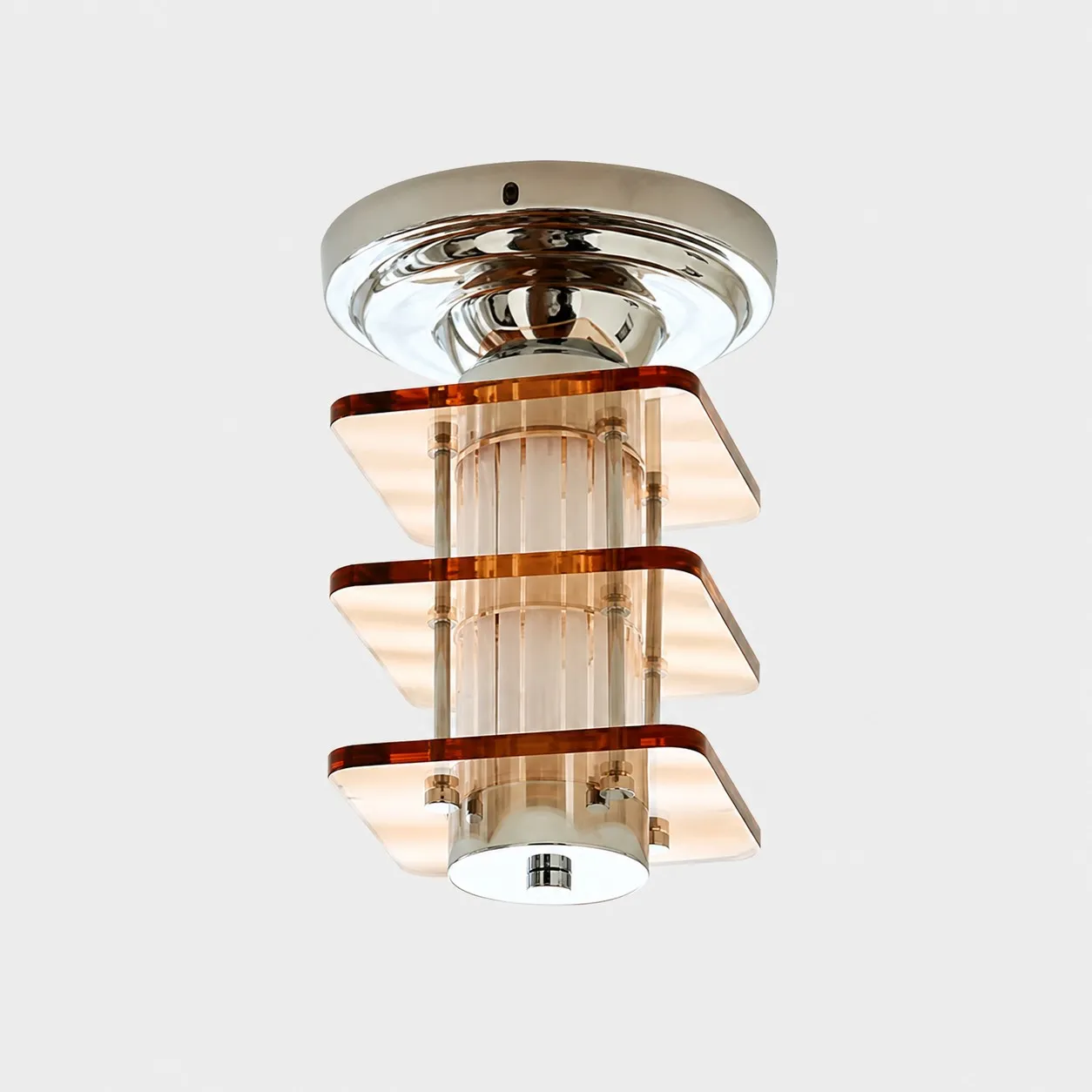 Square Amber acrylic Bauhaus ceiling lamp white background SKU image