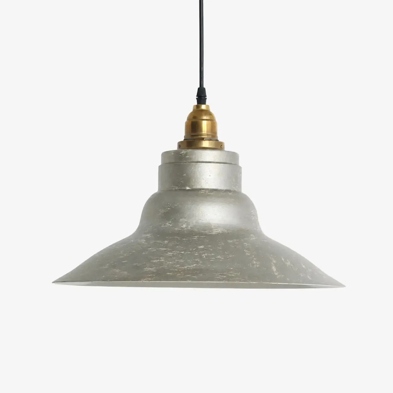 Distressed silver and antique brass pendant lamp