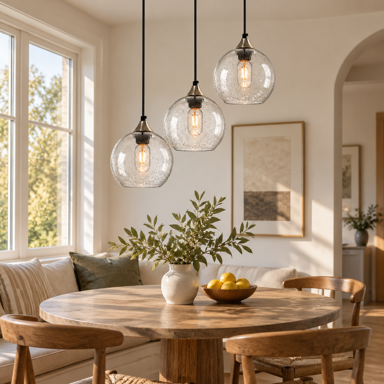 Bubble Glass Globe Single Pendant — Adjustable Cord, Chrome Finish - New2609-1024458 interior scene