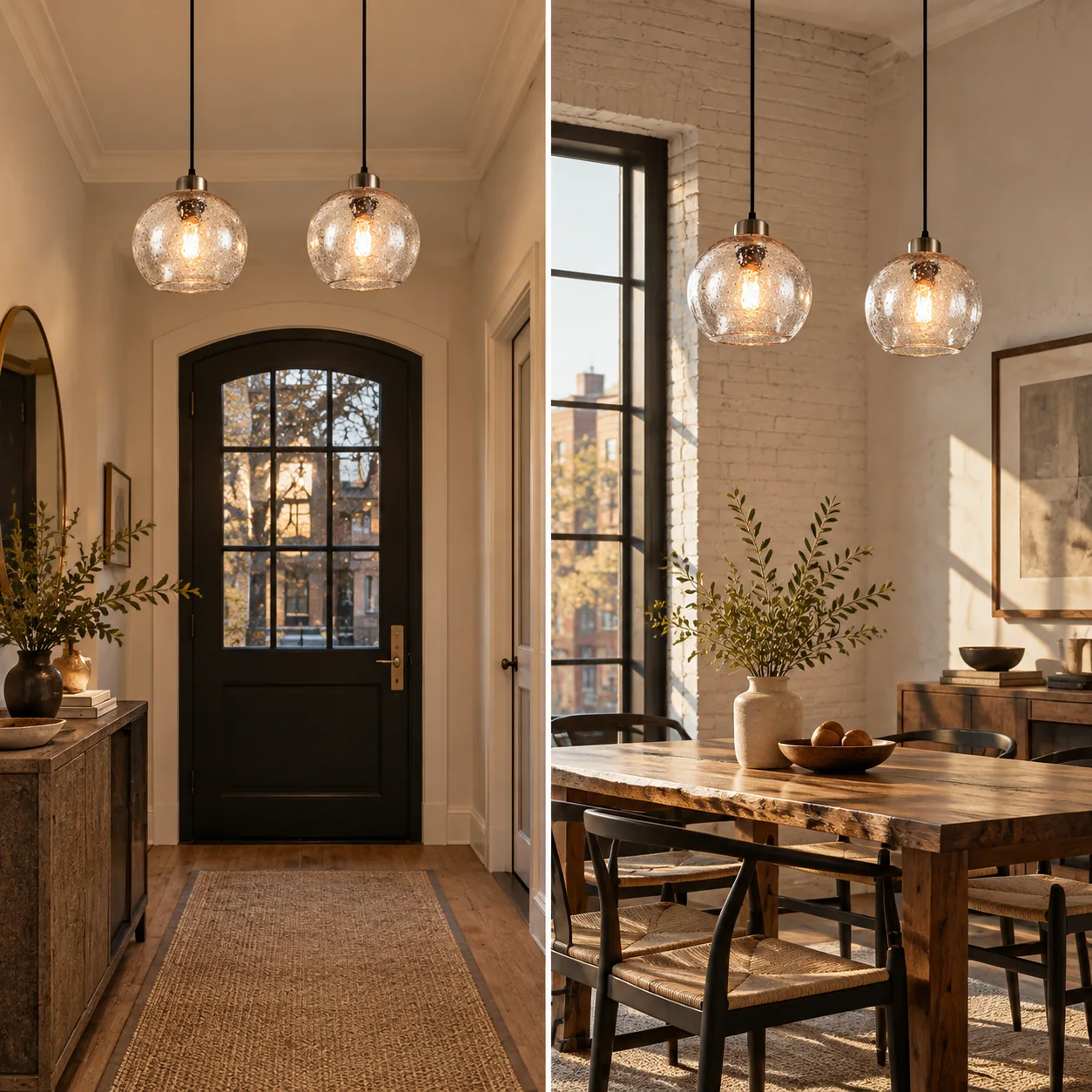 Textured Glass Globe Pendant Light | Open Bottom - New2609-1024575 interior scene