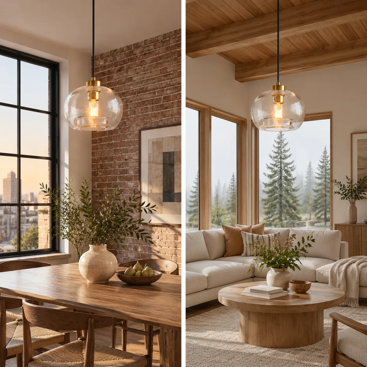 Textured Glass Globe Pendant Light | Open Bottom - New2609-1024572 interior scene