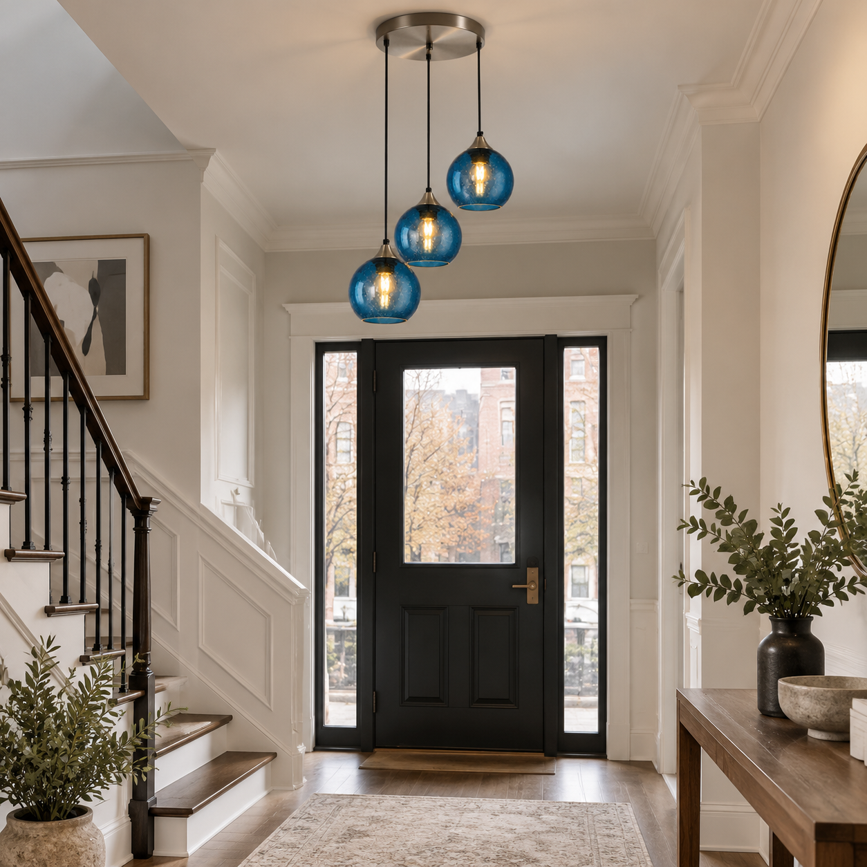 Bubble Glass Globe Single Pendant — Adjustable Cord, Chrome Finish - New2609-1024475 interior scene