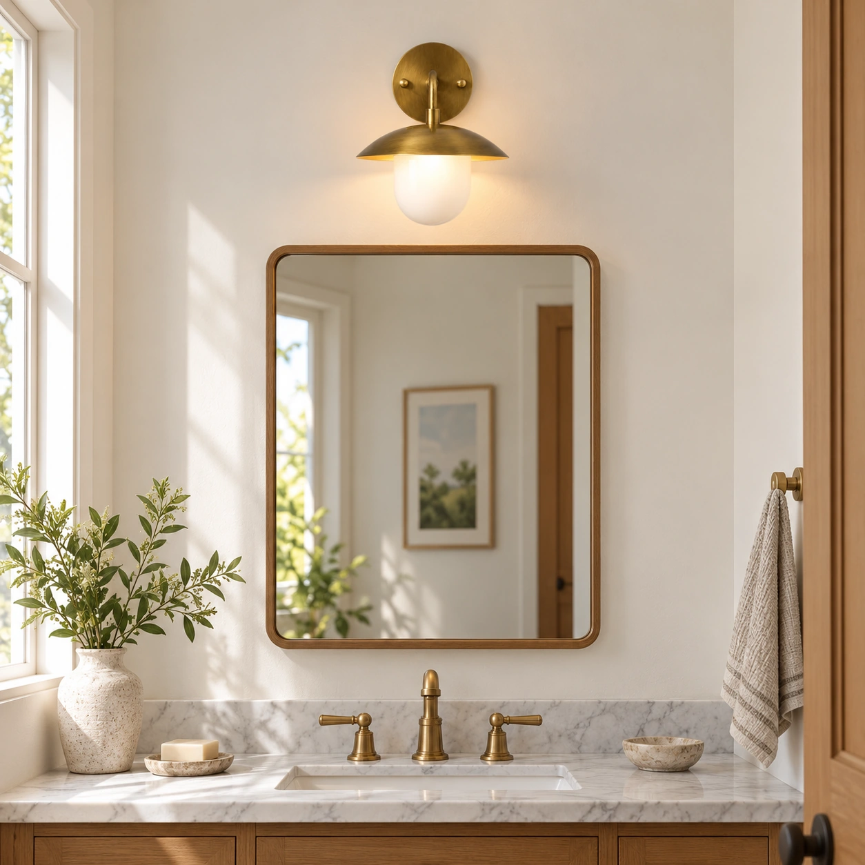 Sculptural Glass Wall Sconce with a brass finish for interior walls - New2609-1024412 scene 4