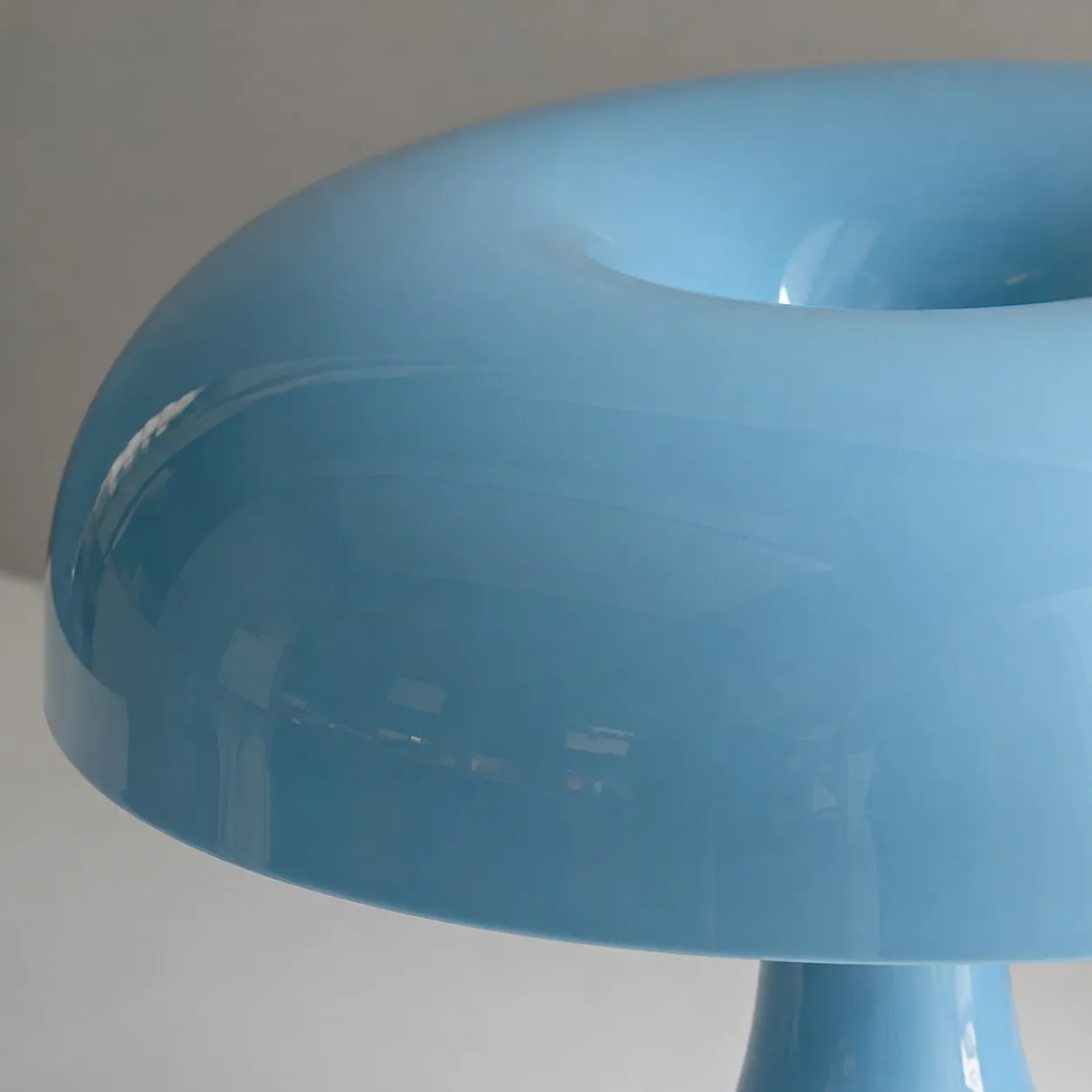 Close view of the glossy acrylic shade