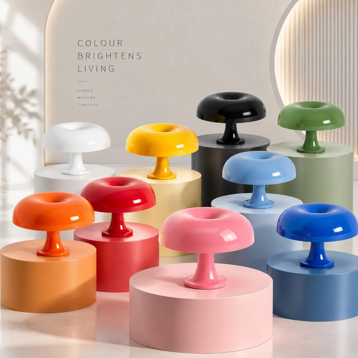 Colourful Nessino table lamps styled together