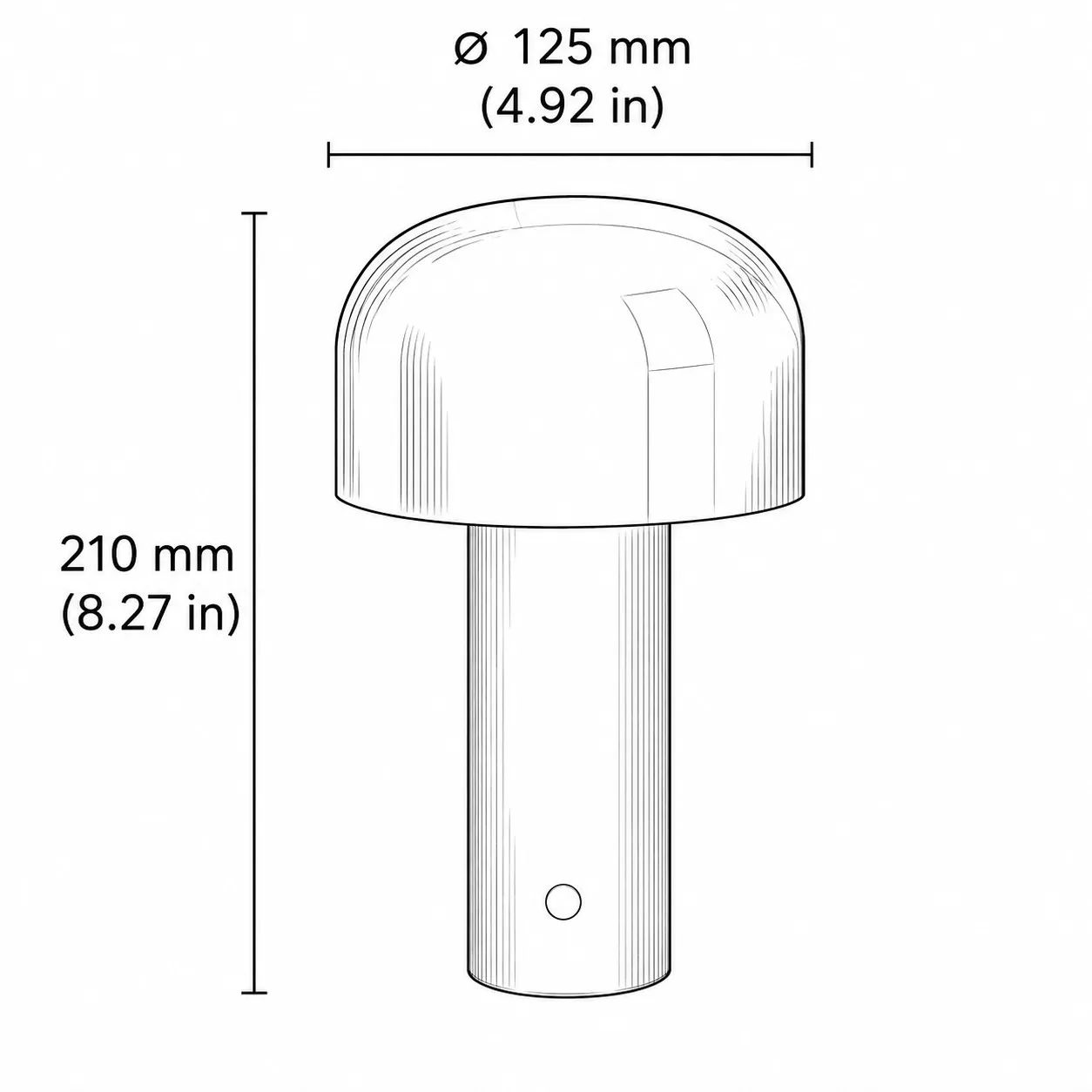 Diameter 12,5 cm × H 21 cm / ∅ 4,92″ × H 8,27″