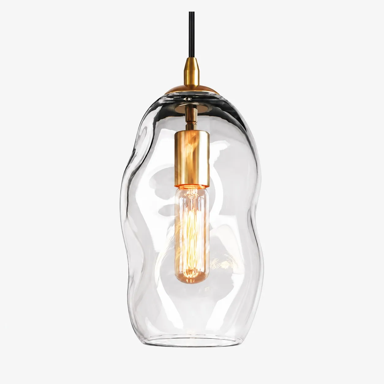 Brass-Finish Canopy | Hand-Blown Glass Globe Pendant — A layered perspective