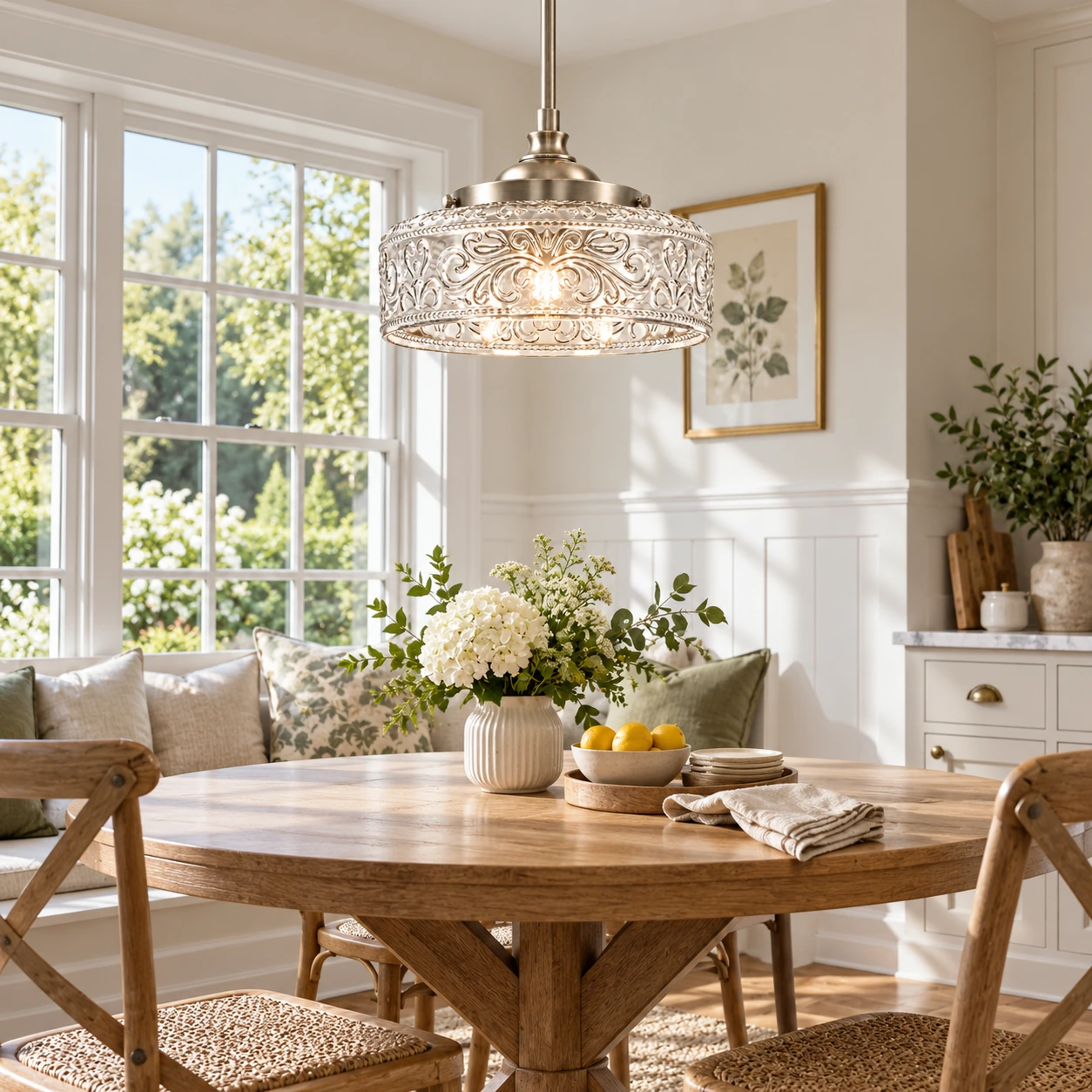 Adjustable Pendant | Decorative Patterned Glass — A layered perspective - New2609-1024541 interior scene