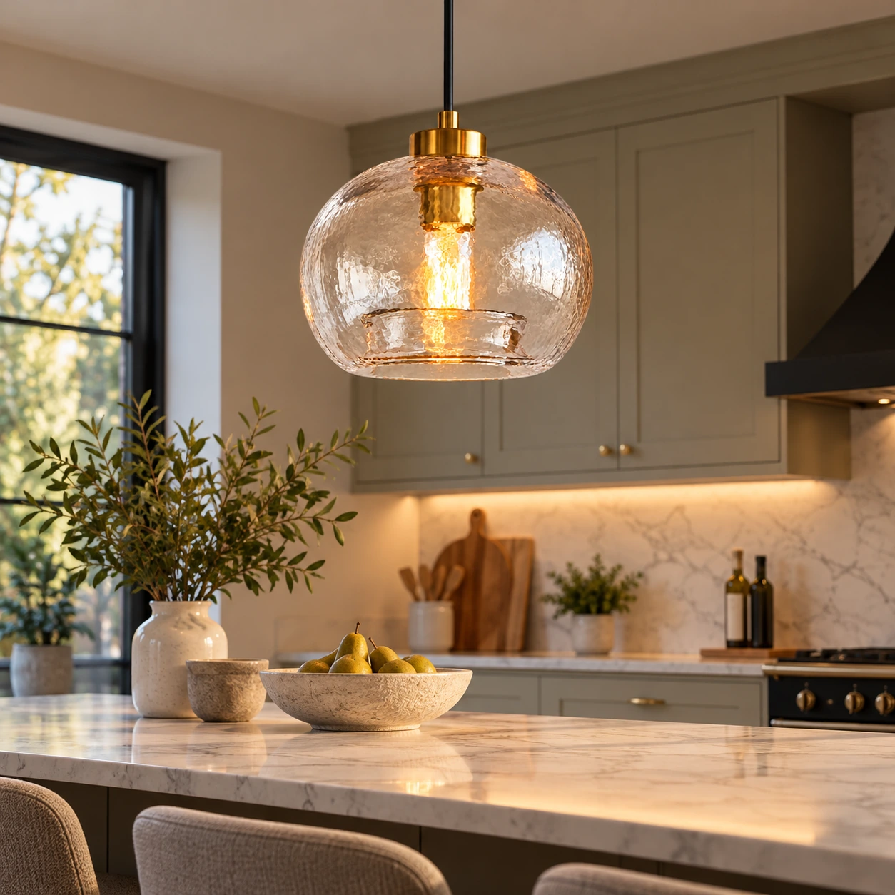 Textured Glass Globe Pendant Light | Open Bottom - New2609-1024572 interior scene