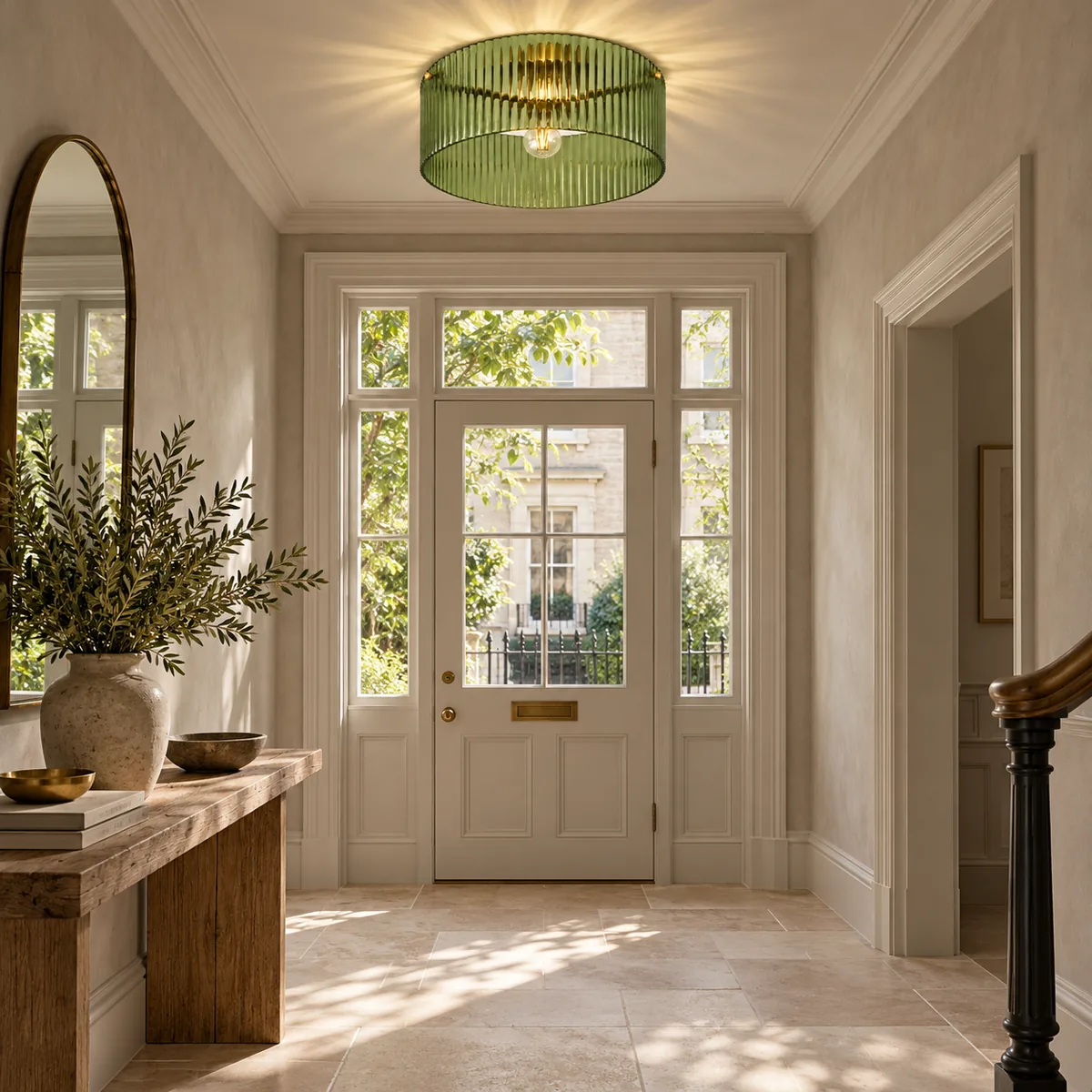 Glass Drum, Warm Interior, Ceiling Canopy