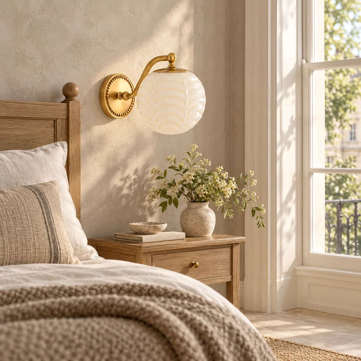 The Beaded Plate Finishes This Glass Sconce