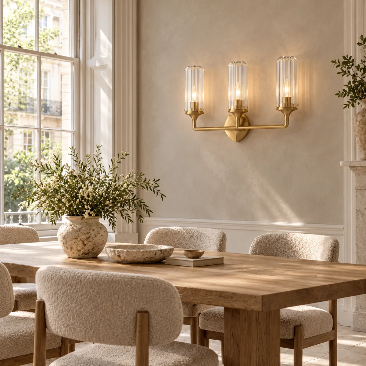 The Faceted Plate Defines This Armed Sconce