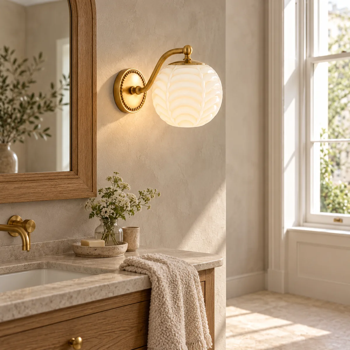 The Beaded Plate Finishes This Glass Sconce