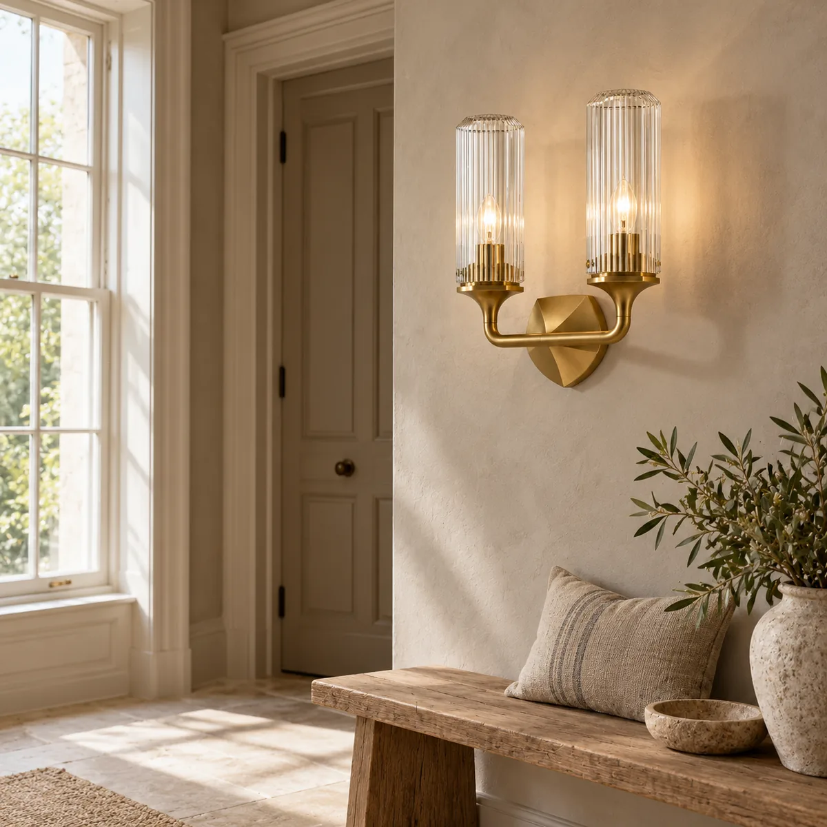 The Faceted Plate Defines This Armed Sconce