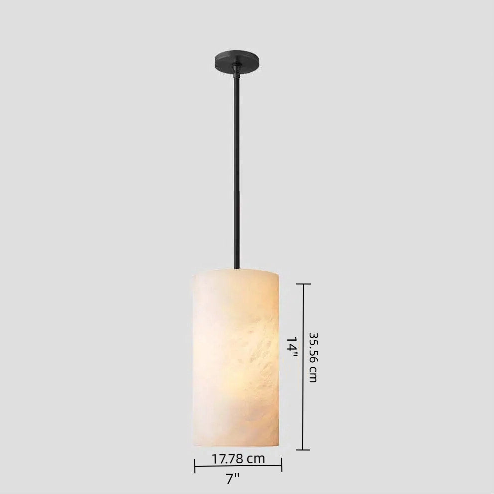Alabaster-Zylinder-Pendelleuchte Größe 7 Zoll Durchmesser und 14 Zoll Höhe